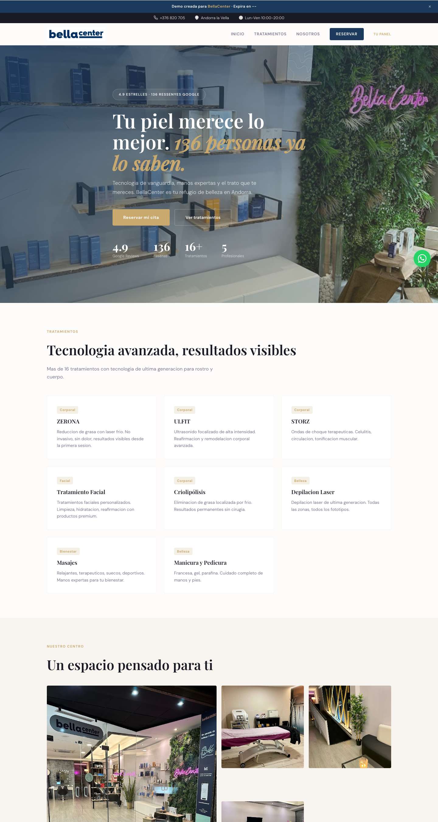 Bellacenter — Web estética